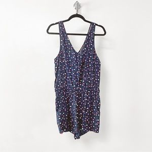 DM BM Spring Break Summer Vacation Casual Chic Printed Romper Navy Medium